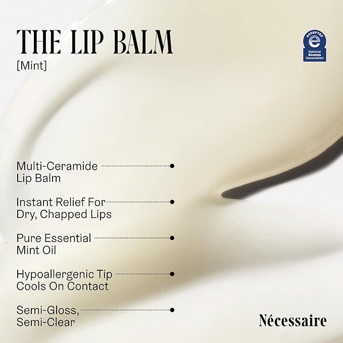 Nécessaire The Lip Balm | Hydrating Lip Balm for Women and Men, Clear, Mint, Multi-Ceramide, Treatment Balm | Instant Relief for Dry, Chapped Lips | Cooling Hypoallergenic Tip | Non-Sticky (0.5 fl oz)-VivaGrace Women