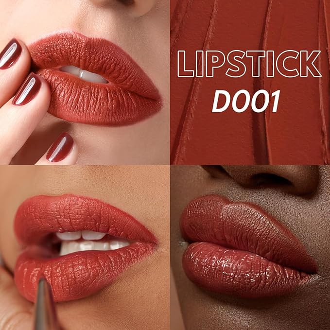 2PCS Marbled Matte Lip Stick Makeup - Velvety Finish | Naked-lip Feel, Full Coverage, D001+D003-VivaGrace Women