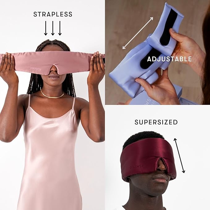 DROWSY Silk Sleep Mask. Face-Hugging, Padded Silk Cocoon for Luxury Sleep in Total Darkness. (La Vie En Rouge)-VivaGrace Women