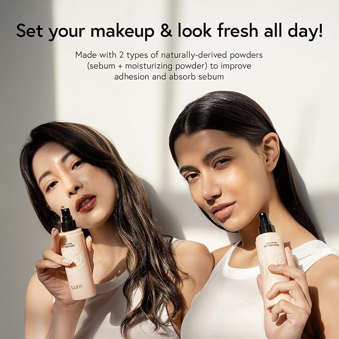 LUNA Long Lasting Setting Fixer Spray 3.3 fl oz, Weightless with Micro-Fine Mist, Natural Finish, Non-Drying Formula for All Skin Types, Korean Makeup-VivaGrace Women