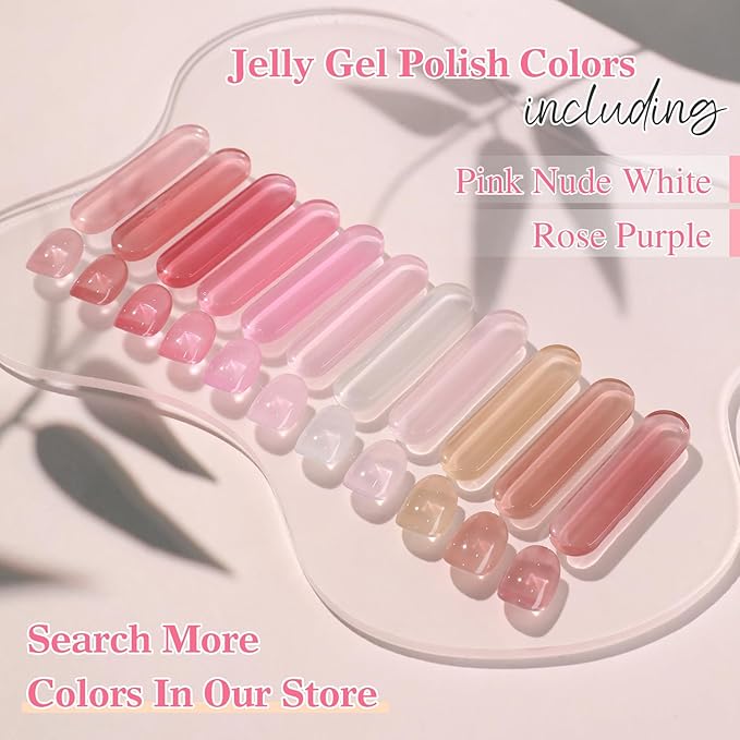 Double Rhythm 28Pcs 0.5Oz Gel Nail Polish Set Same Color Same Bottle Soak Off Gel Polish Kit Nail Art Manicure Salon DIY at Home for Women (Jelly Sheer Clear Collection-T24-8)-VivaGrace Women