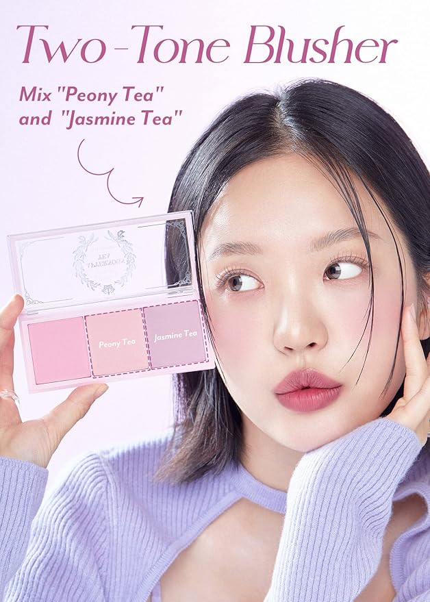 I'm Meme Palette - Afternoon Tea Blusher | Blossom Tea Blended, Cool Tone Blush for Cheek, Soft Pink, Peach, Lavender, 3 Shades Palette, Matte Powder Blush for Face&Cheeks, 0.4oz-VivaGrace Women