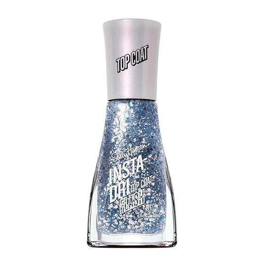 Sally Hansen Insta-Dri, Flash Top Coats, Quick Dry, Long Lasting, Sheer, Shimmery Blue Nail Polish