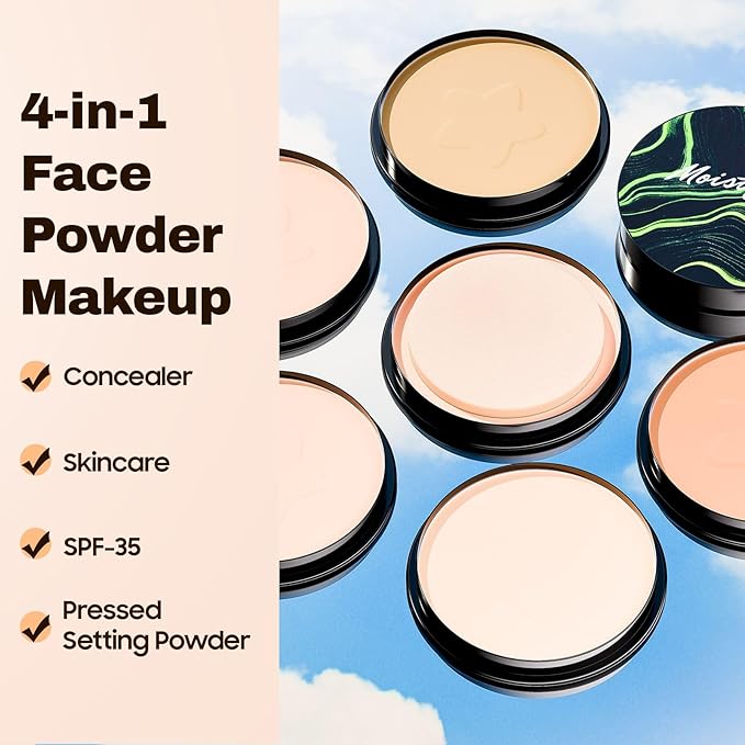 Face Setting Powder Makeup - Long-Lasting & Waterproof Pressed Powder, Blurs Fine Lines & Imperfections Powder Makeup, Smooth & Flawless, Poreless Matte Weightless for All Skin Types, Cruelty-free-VivaGrace Women