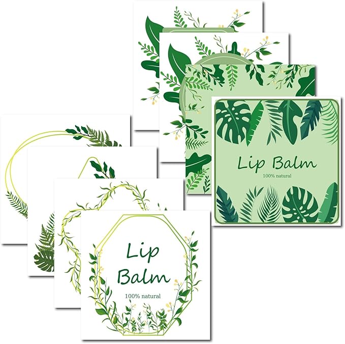 CRASPIRE Lip Balm Labels 80pcs Homemade Lip Balm Labels 2” Clear Lip Balm Labels for Tubes Printable Waterproof Lip Balm Stickers Labels for Lip Balm Handcream Candle Container（Leaves-White Green）-VivaGrace Women