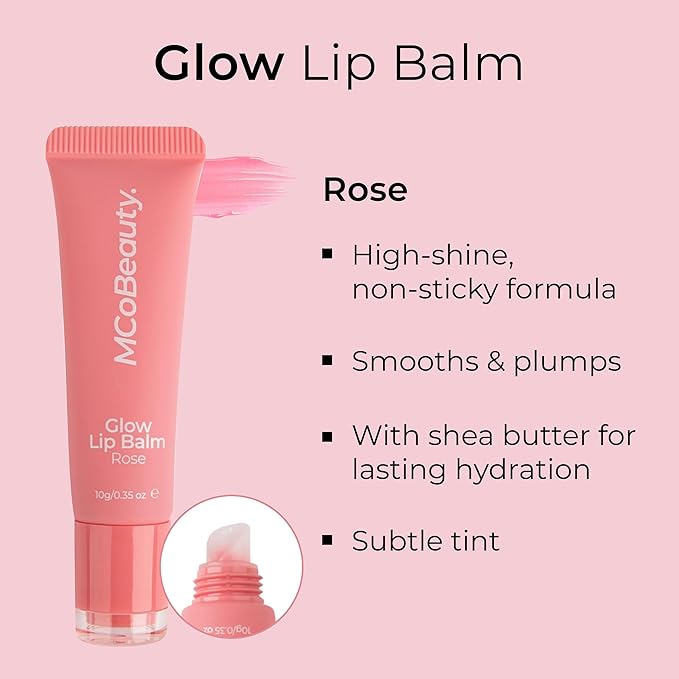 MCoBeauty Glow Lip Balm, Rose, Nourishing Tint for Luscious Lips, Vegan, Cruelty Free Cosmetics-VivaGrace Women