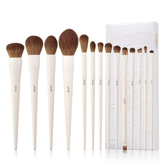 Jessup Makeup Brushes 14Pcs Makeup Brush Set Premium Synthetic Powder Foundation Contour Blush Concealer Eye Shadow Blending Liner Make Up Brush Kit Light Grey T329-VivaGrace Women