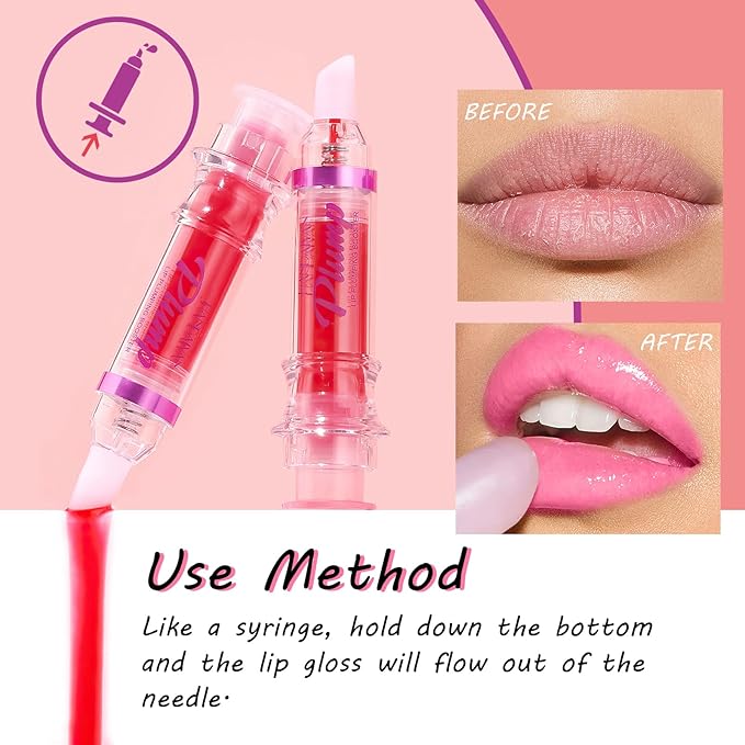 Lip Plumper Gloss 3 Colors Set,Natural Lip Plumping Oil and Lip Care Serum Enhancer for Fuller Booster Balm Moisturizing Hydrating&Reduce Fine Lines Nourishing Non-sticky Lips Mask Makeup-VivaGrace Women