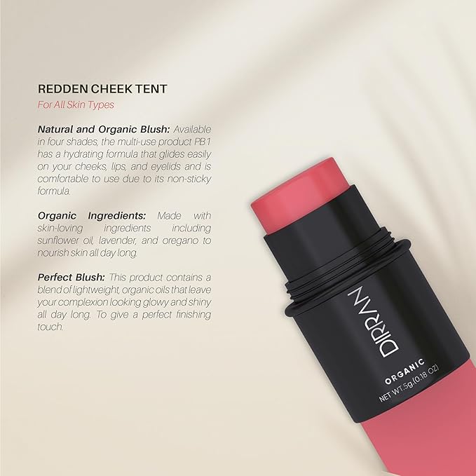 3 in 1 Natural Ingredient 90% Organic Blusher Stick For Lips, Eyes, & Cheeks, Hydration And Natural Beauty Apply directly And Blend With Fingertips, Small Enough to Carry (REDDEN)-VivaGrace Women
