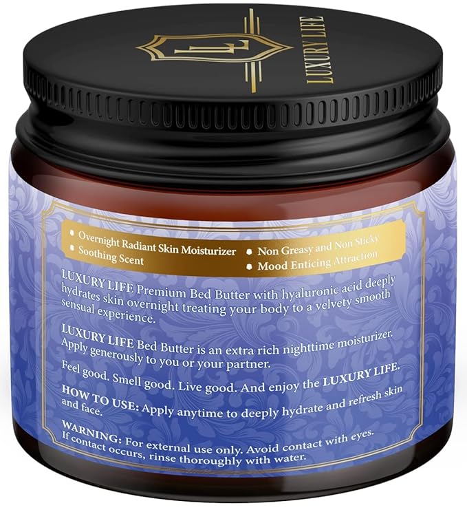 LUXURY LIFE Bed Butter - Irresistibly Fragranced Mood-Enticing Butter Infused with Hyaluronic Acid. Extra Rich Calming Nighttime Moisturizer for Sensual Stimulating Experience (Island Passion, 8 oz)-VivaGrace Women