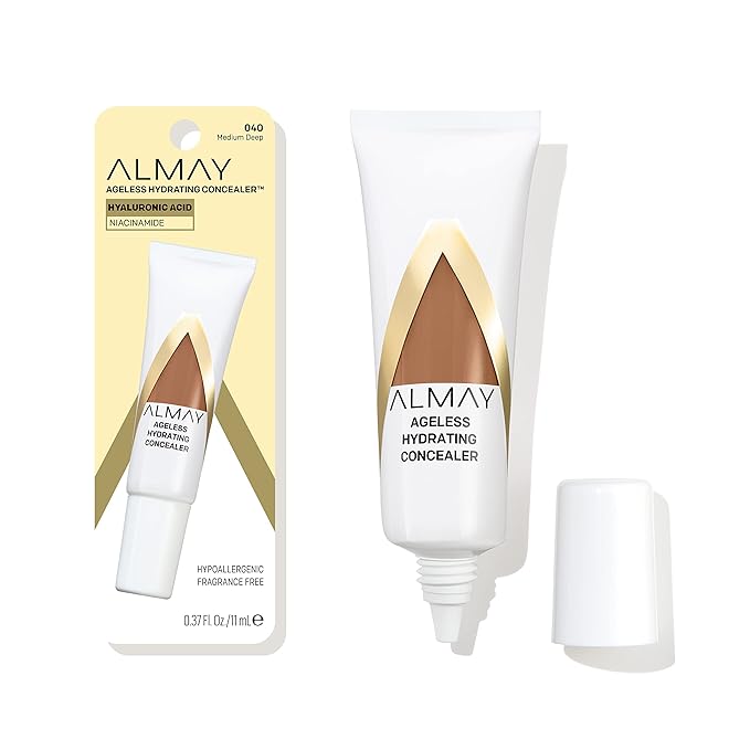 Almay Anti-Aging Concealer, Face Makeup with Hyaluronic Acid, Niacinamide, Vitamin C & E, Hypoallergenic, -Fragrance Free, 040 Medium Deep, 0.37 Fl Oz (Pack of 1)-VivaGrace Women