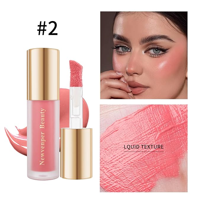 Face Blush+ Face Highlighter+ Face Contour with Brush Liquid Blush, Liquid Highlighter, Liquid Contour Long Lasting & Smooth Creamy Formula Lightweight Blush, Illuminator, Contour-VivaGrace Women