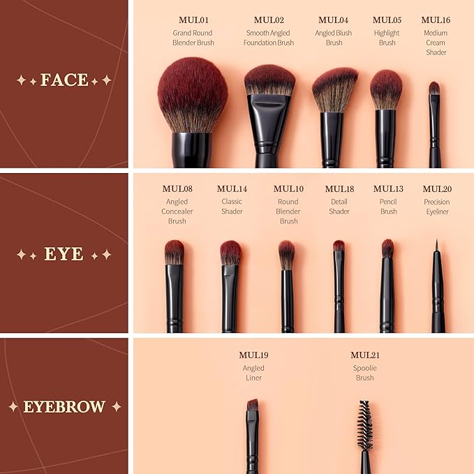 Jessup Full Makeup Brushes Set 13pcs, Professional Vegan Foundation Powder Contour Blush Highlight Eyeshadow Blending Concealer Spoolie EyeLiner Brush, Phantom Black T300-VivaGrace Women