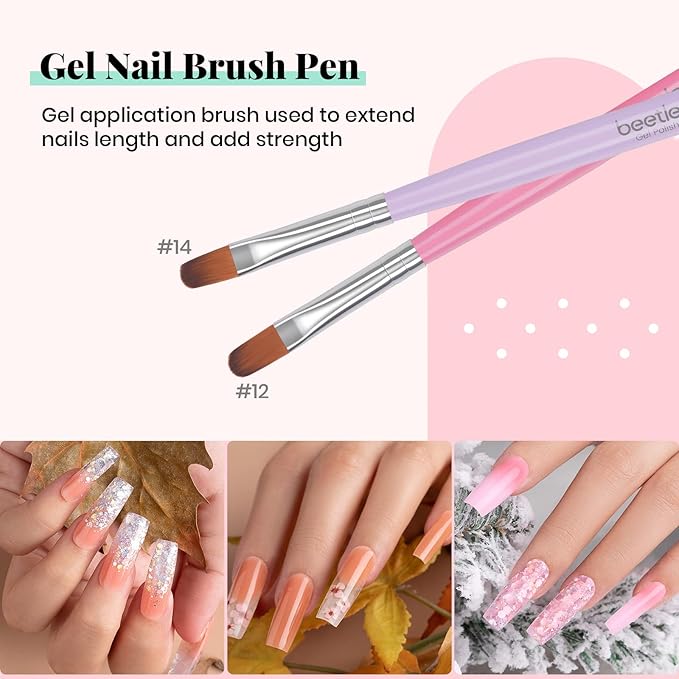 Beetles Gel Nail Brush, 7Pcs Nail Art Brushes, Nail Art Tips Nail Brushes for Nail Art Nail Painting Brush Pen Set for Home and Salon Use Decoration-VivaGrace Women