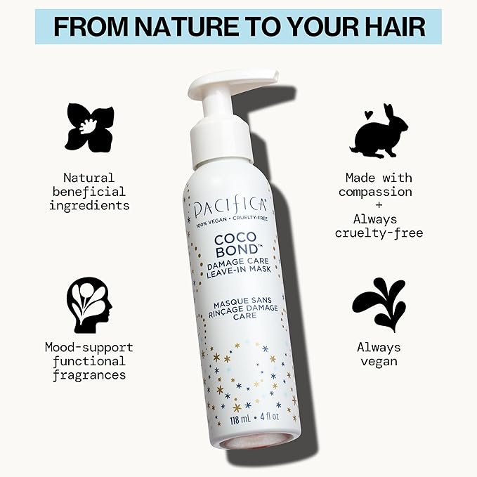 PACIFICA Beauty, Coco Bond Damage Care Leave-In Repair Mask Treatment, Dry & Damaged Hair from Bleach, Color, Chemical Services, Chlorine, & Heat, Coconut, Vegan-VivaGrace Women