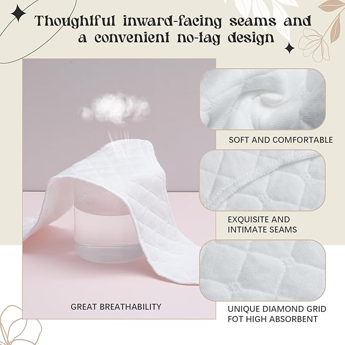 Boyiee 16 Pcs Cotton Bra Liners 3 Layer Reusable Boob Towel Under Breast Sweat Absorber Pads for Woman-VivaGrace Women