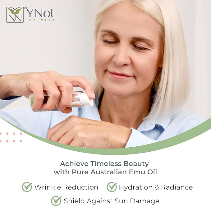 Australian Emu Oil with Vitamin E & C - 50mL Skin Brightener Serum for Face & Body to Reduce Visible Signs of Aging, Spots & Sun Damage - Antioxidant w/Omega 3 6 9 & Essential Oils by Y-Not Natural-VivaGrace Women