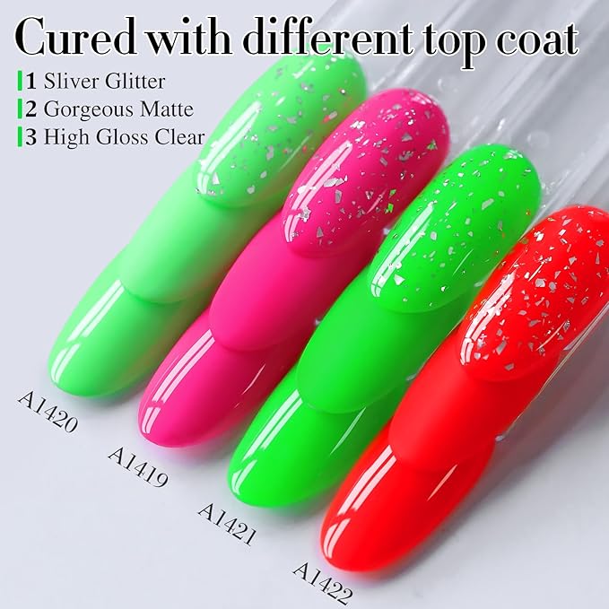 Double Rhythm Translucent Gel Polish Sheer Neutral Natural Light Milky Same Color Same Bottle 15ML Jelly UV Nail Polish Nail Art DIY at Home (Neon Glow Green-A1421)-VivaGrace Women