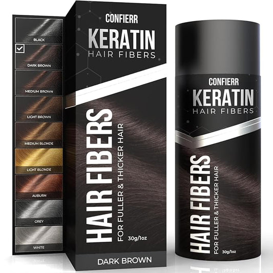 Keratin Hair Fibers for Men & Women - Fill In Fine or Thinning Hair, Instantly Thicker, Fuller Looking Hair (Dark Brown 30g)-VivaGrace Women