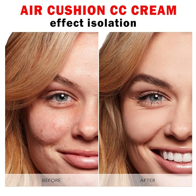 Mushroom Head Air Cushion CC Cream BB Cream Foundation Face Makeup,Full Coverage Foundation Moisturizing Concealer Makeup Base,Long Lasting Cushion Foundation with Mushroom Makeup Sponge (Natural)-VivaGrace Women