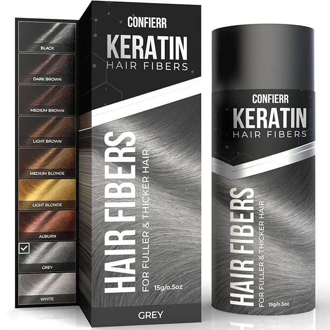 Keratin Hair Fibers for Men & Women - Fill In Fine or Thinning Hair, Instantly Thicker, Fuller Looking Hair (Gray 15g)-VivaGrace Women