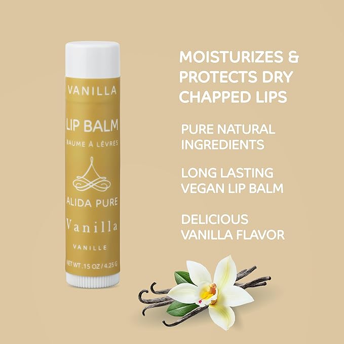 Vanilla Lip Balm Collection, Vegan Lip Balm Set, Beeswax Free, with Avocado Oil, Organic Jojoba Oil, and Vitamin E, Natural Moisturizer for Dry, Chapped Lips, 3 Tube Set-VivaGrace Women