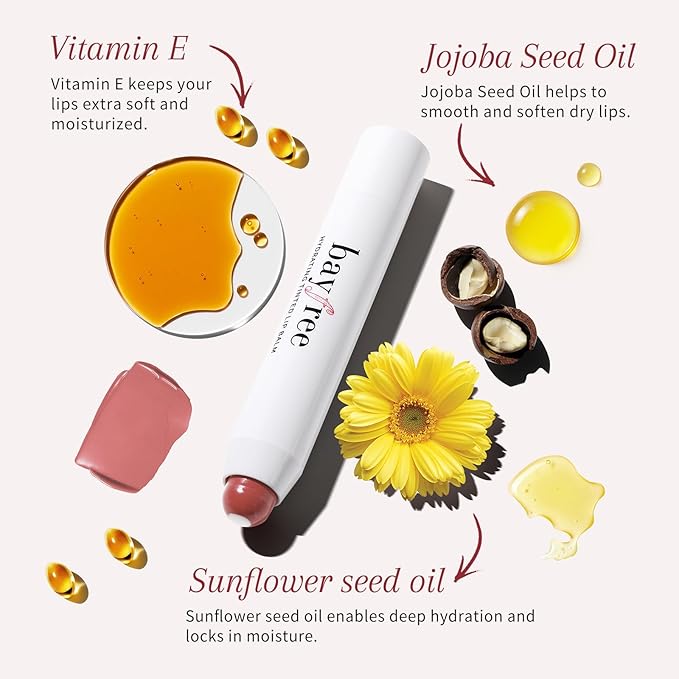 Tinted Lip Balm Plumper, Glossy, Pump Lips, Lightweight, Moisturize & Tint with Jojoba Seed Oil, Vegan Lip Balm Lip Care Present, Tang Peony-VivaGrace Women