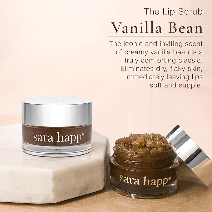 sara happ Sweet Clay Mask + Vanilla Bean Sugar Scrub Lip Duo, Exfoliating and Moisturizing Lip Treatments for Dry and Flaky Lips, Vegan (0.47 ounce and 0.5 ounce jars)-VivaGrace Women