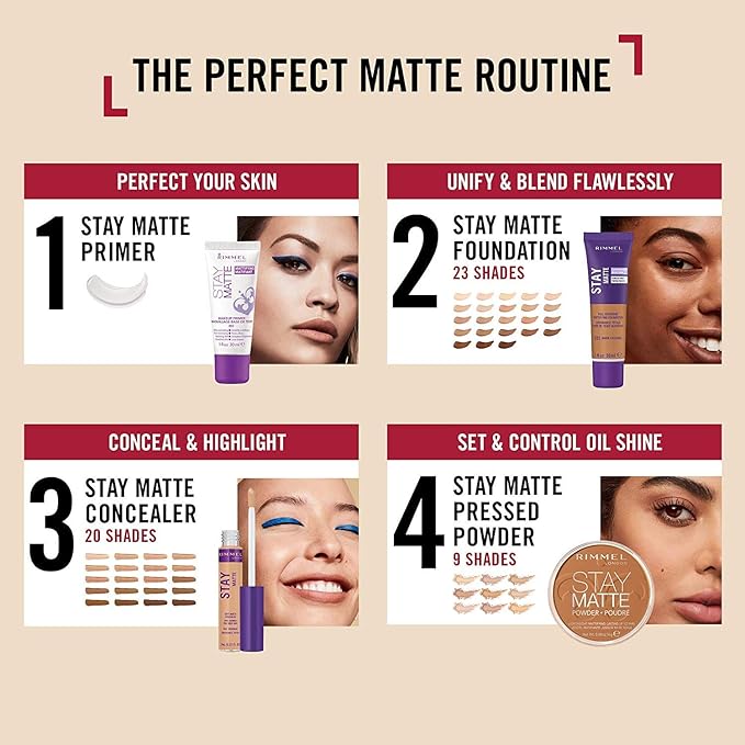 Rimmel London Stay Matte Liquid Mousse - 202 Sun Beige - Foundation, Lightweight, Shine Control, Oil-Free, 1oz-VivaGrace Women