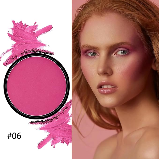 Boobeen Powder Blush Matte Blush, Highly Pigmented Beauty Cream Blush Palette for Create A Natural Cheek Flushed Look, Rich Colors (C-06)-VivaGrace Women