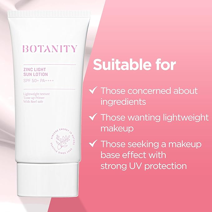 Zinc Sun Lotion - UV Protection, SPF 50+ PA ++++, Even skin tone, Lightweight & Hydrating formula, Non-Greasy, Korean Skincare, All Skin Types, 1.7 fl oz (50ml)-VivaGrace Women