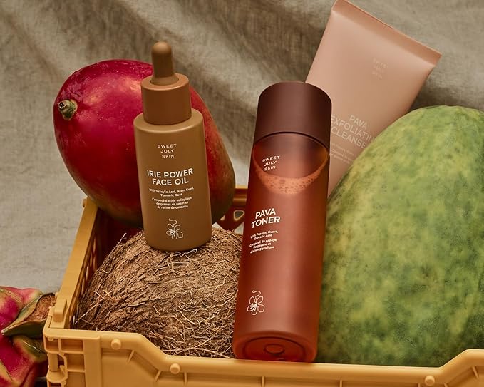 SWEET JULY SKIN The Essentials Set - 3 PC Full Size Cleanser, Toner, Facial Oil to Achieve Balanced, Glowing and Hydrated Skin-VivaGrace Women