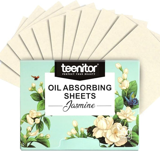 Teenitor Oil Blotting Papers for Face, 100 Sheets Jasmine Oil Blotting Sheets for Oily Skin, Oil Control Film Oil Absorbing Sheets for Face Men Women, Oil Absorbent Pads-VivaGrace Women