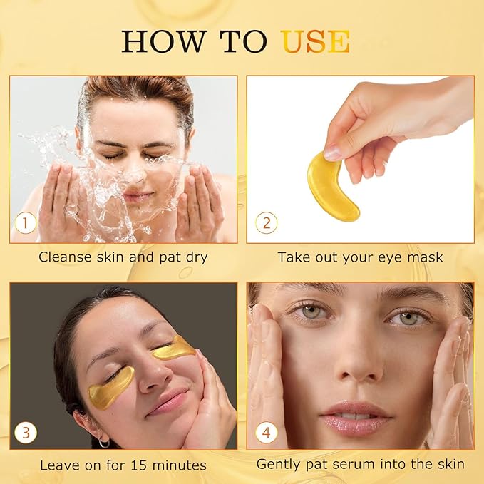 Under Eye Patches for Puffy Eyes and Dark Circles (20 Pairs), Under Eye Gold Mask with Hyaluronic Acid & Collagen to Reduce Wrinkles and Relieve Pressure, Eye Care Treatment for Men & Women Gift-VivaGrace Women