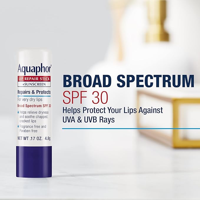 Aquaphor Lip Repair Stick with Sunscreen, Lip Protectant, Soothes Dry Chapped Lips, 0.17 Oz Stick, 2 Count (Pack of 2)-VivaGrace Women