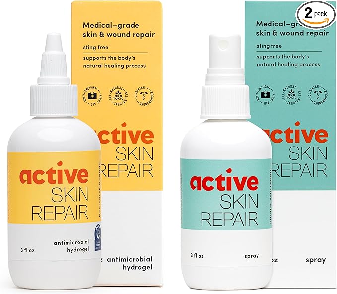 Active Skin Repair - First Aid Natural & Non-Toxic Healing Ointment & Antiseptic Spray for Minor Cuts, Wounds, Scrapes, Rashes, Sunburns, and Other Skin Irritations (Bundle, Combo, 3 oz Each)-VivaGrace Women