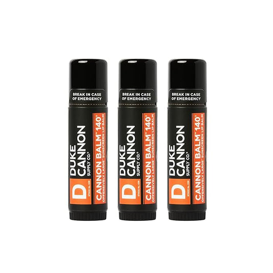 Duke Cannon Supply Co. Tactical Lip Protectant Cannon Balm 140 for Men (Blood Orange Mint) Multi-Pack - Superior Performance, Heavy-Duty, SPF 30, Large Balm for Hard Working Men, 0.56 oz (3 Pack)-VivaGrace Women