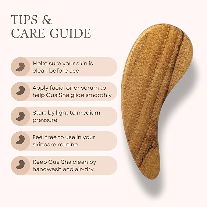 Teak Wood Gua Sha Facial Tool for Face and Body Massage, Anti-Aging Reduce Puffiness Wrinkles Shape Jawline Skincare Routine Treatment, Wooden Gua Sha Massager with Travel Pouch for Gift Set-VivaGrace Women