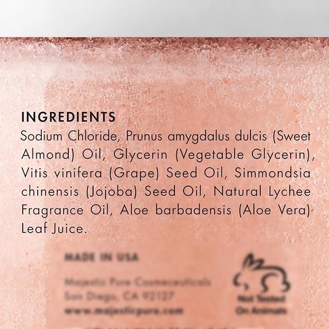 Majestic Pure Himalayan Salt Body Scrub with Lychee Oil, Exfoliating Salt Scrub to Exfoliate & Moisturize Skin, Deep Cleansing - 10 oz (Pack of 2)-VivaGrace Women