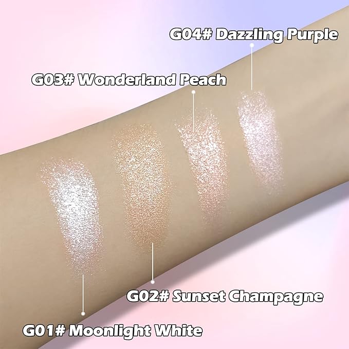 Erinde Pearl Shimmer Glitter Highlighter Highlight Makeup Contour Powder, Silver Highlighter Face Illuminator Highlighter, Highlighter Makeup iluminadores Illuminator for Face Body Cheek-VivaGrace Women