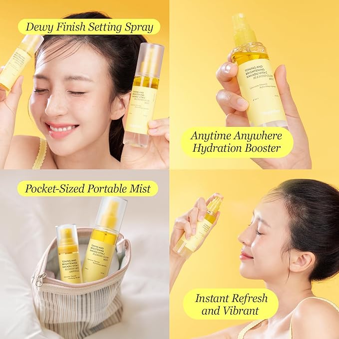 Vitamin C Mist with Niacinamide & Glutathione, Glow Mist for Dewy Skin, Makeup Setting Spray for face, Korean Skin Care, Vegan, 3.38 Fl Oz-VivaGrace Women