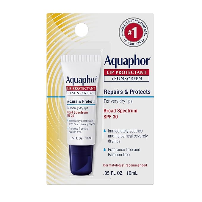 Aquaphor Lip Repair Lip Balm with Sunscreen, Lip Protectant, Lip Balm SPF 30, 0.35 Oz Tube (Pack of 48)-VivaGrace Women