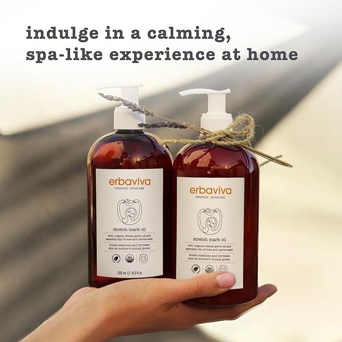 Erbaviva Organic Stretch Mark Oil for Pregnancy, Stretch Marks & Scars - 16 Fl Oz-VivaGrace Women