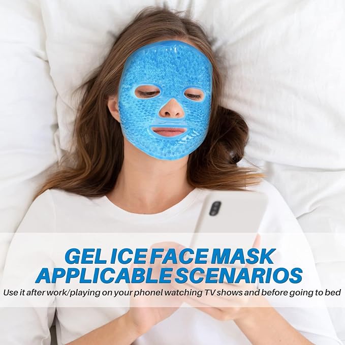 Ice Pack Cold Face Eye Masks Reduce Face Puff, Dark Circles, Reusable Cold Hot Gel Face Eye Mask, Suitable for Women Facial SPA, Ice Face Mask for Sleeping, Headaches (Blue)-VivaGrace Women