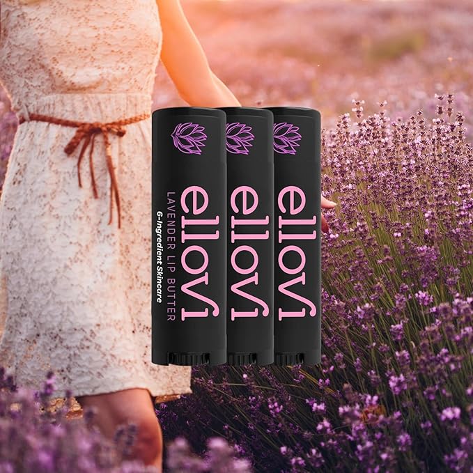 Natural Lip Butter Lip Balm - Lavender - Pure Enough to Eat - Made With Just 6 Vegan Ingredients - 100% Natural & Organic Moisturizing Lip Care for All Day Hydration (3-Pack)-VivaGrace Women