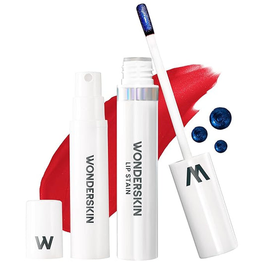 Wonderskin Wonder Blading Lip Stain Peel Off and Reveal Kit - Long Lasting, Waterproof Red Lip Tint, Transfer Proof Natural Lip Stain Kit (Playful)-VivaGrace Women