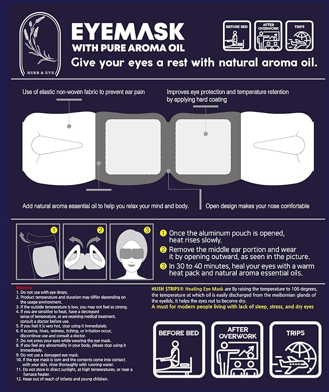 (6 Pack) Disposable Steam Eye Mask - Warm, Relaxing, Self Heating, Comfortable - Skincare Solution for Puffiness, Sleeping, Dry Eyes, Dark Circles, Travel - Spa Gift-VivaGrace Women