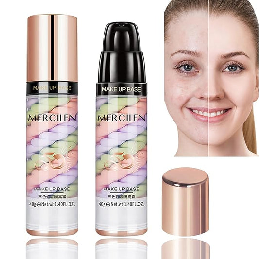 Primer Face Makeup Base, 3 In 1 Isolation Cream Color Corrector, Makeup Primer Skin Tone Correcting and Brightening Primer, Oil Control Moisturizing Face Primer to Hide Wrinkles and Fine Lines-VivaGrace Women