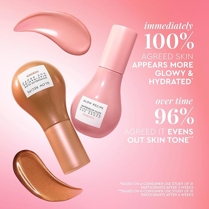 Glow Recipe Hue Drops Tinted Face Serum - Illuminating Glow Drops to Brighten & Hydrate - Skincare Makeup Primer & Liquid Highlighter to Blur Pores for a Radiant, Even Skin Tone - Rosy Glow (40ml)-VivaGrace Women