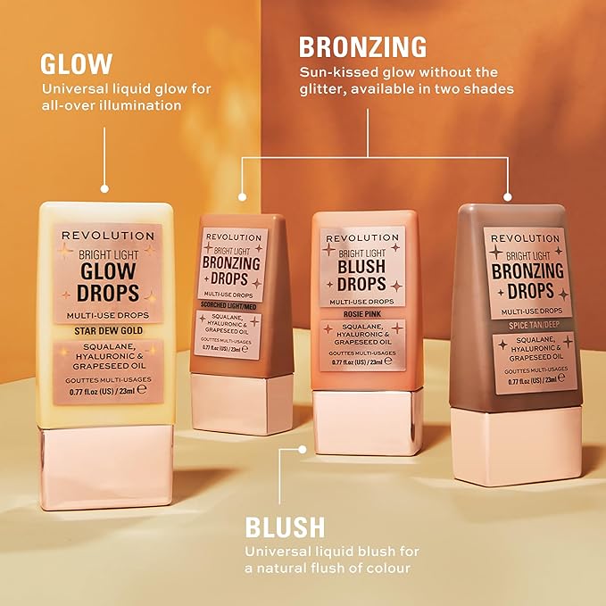 Revolution, Bright Light Blush Drops, Infused with Hyaluronic Acid, Radiant Finish, Pink Rosie, 0.77 Fl. Oz.-VivaGrace Women